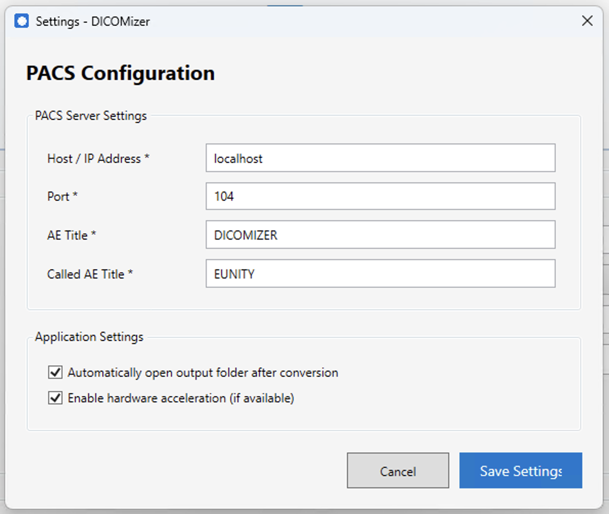 PACS configuration
